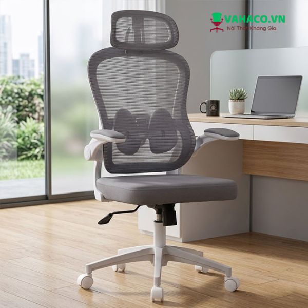 Ghế lưới văn phòng chuẩn ergonomic lưới xám khung trắng: SG - 2409 - $hienthicat